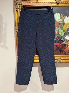 kate spade Navy Blue Leopard Print Cropped Slim Pants